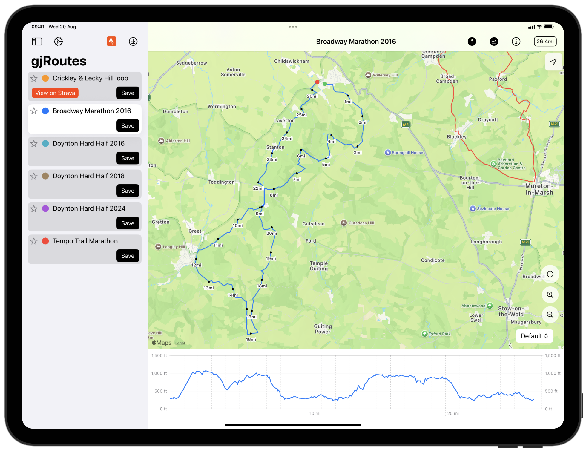 gjRoutes iPad screenshot